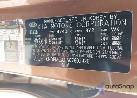2019 Kia Sportage Lx from USA, damaged, VIN KNDPMCAC6K7602926